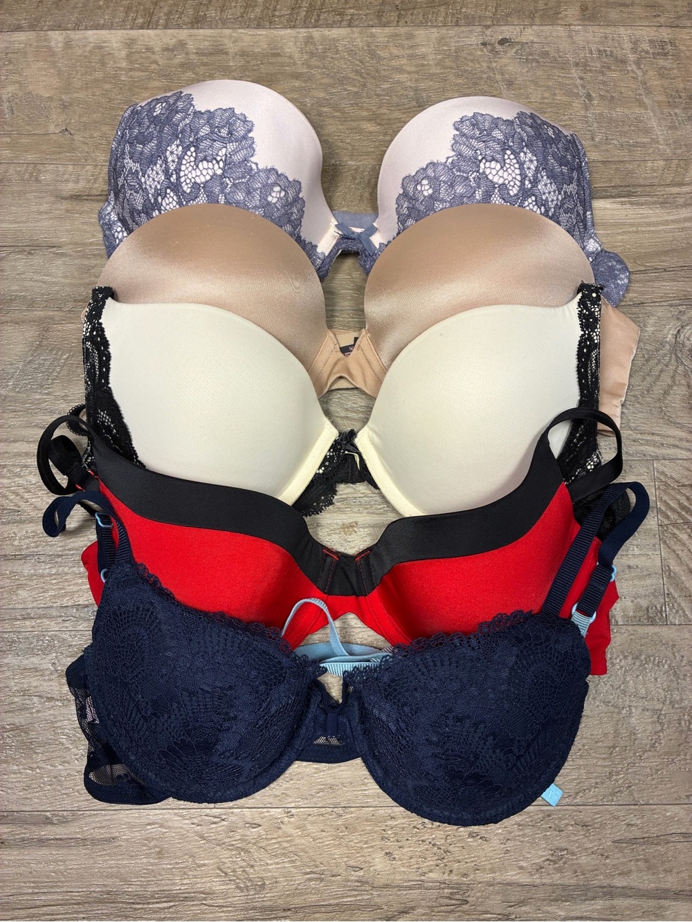 Victoria Secret Bundle 5 Bras Lined Demi Strapless Push Up Lace Satin - Picture 4 of 13